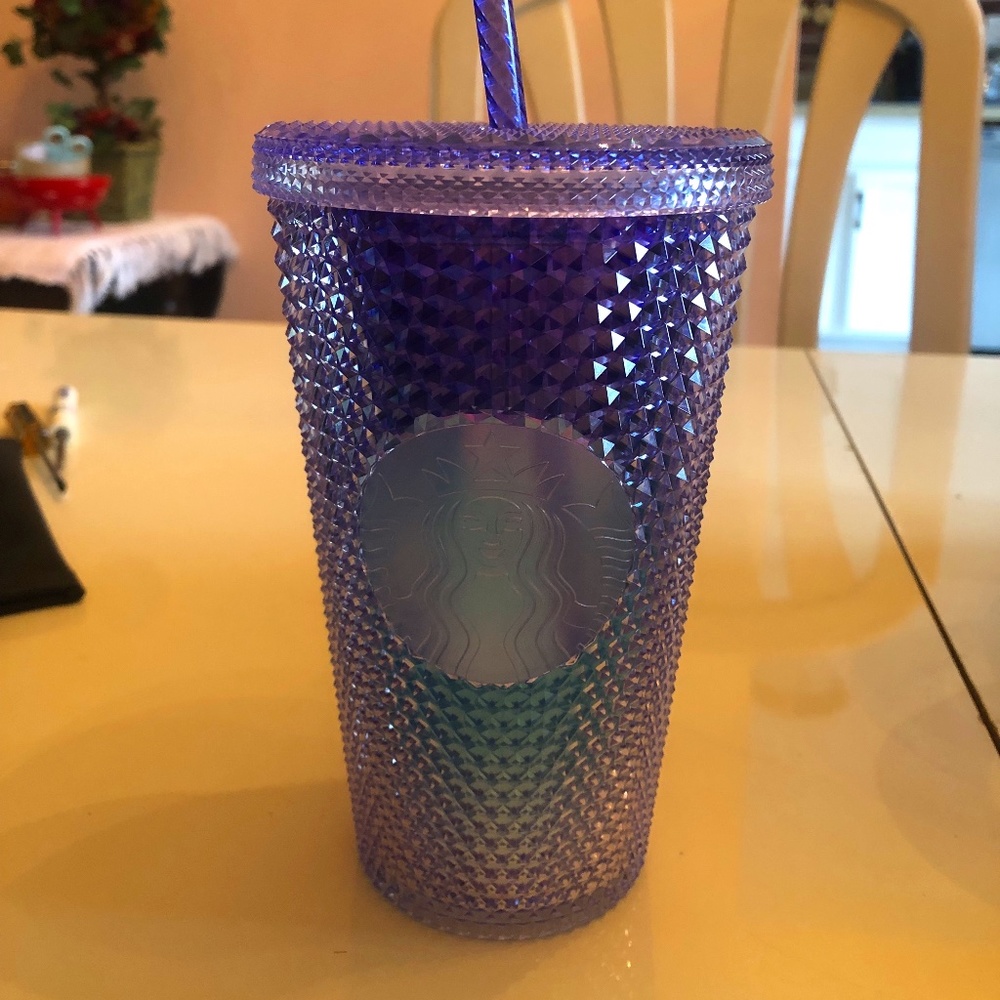 NEW Starbucks 16 fl oz Blue and Purple Studded Ombre Tumbler w/Lid & Straw